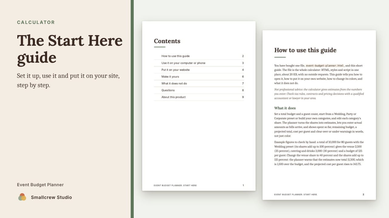 A look inside Event Budget Planner