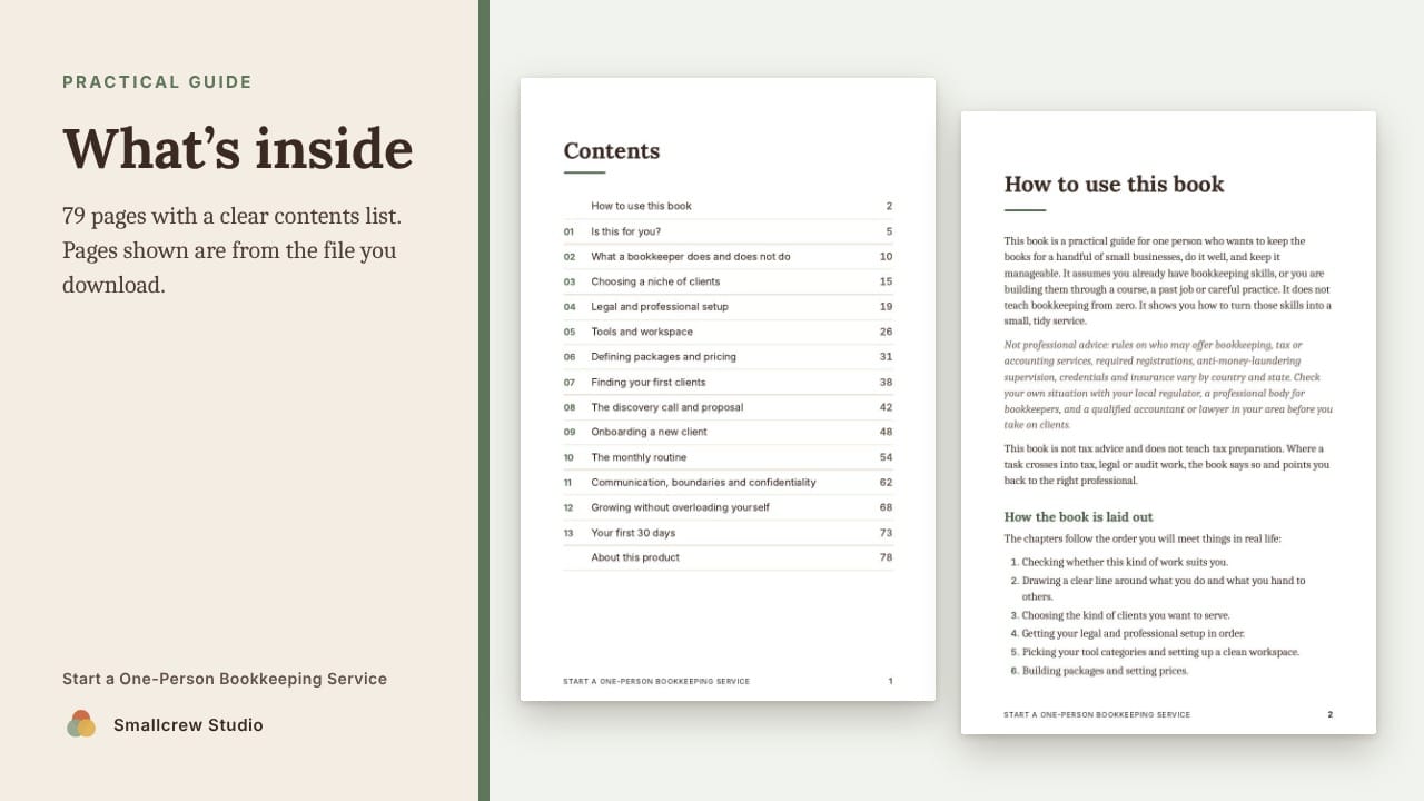 A look inside Start a One-Person Bookkeeping Service