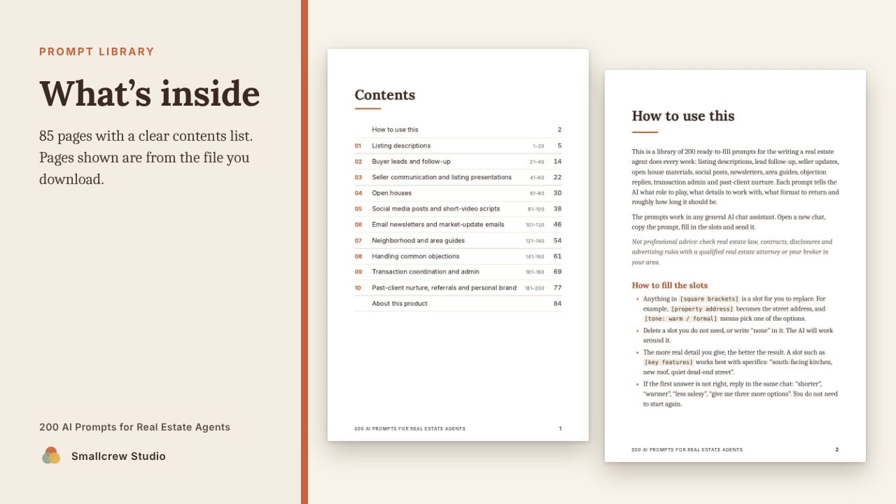 A look inside 200 AI Prompts for Real Estate Agents