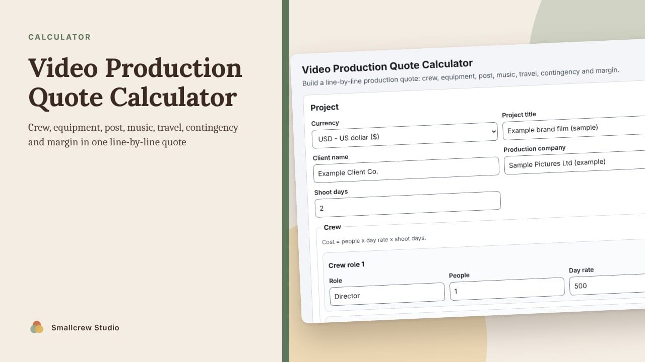 Cover of Video Production Quote Calculator